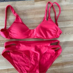 Women’s bright red bikini